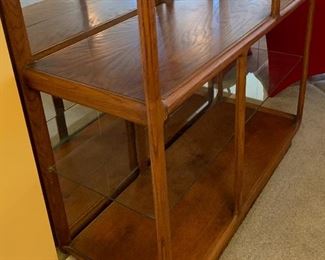 1970s Modern Oak Shelf Unit 75.5x48x18.5in HxWxD Note: this does not have a mirror backing, it is standing against a mirror