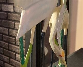 Carved Wood Herons
