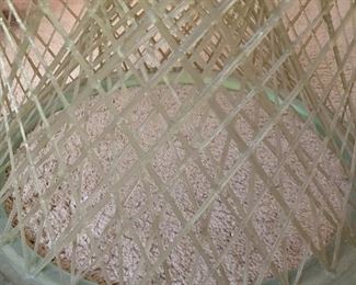 1960s Fiberglass Spun Table Base Pre Russell Woodard Translucent w/ glass top 18.5in x 28in diameter