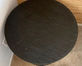 1960s Fiberglass Spun Table Base Pre Russell Woodard Black Slate Top 18.5in H x 24in Diameter