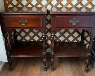 Two Vintage Mahogany Nightstands PAIR 27x18x15in HxWxD