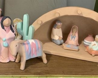 Southwest Native American Ceramic Nativity Scene
