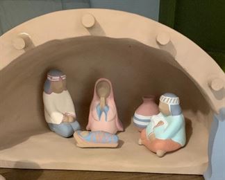 Southwest Native American Ceramic Nativity Scene