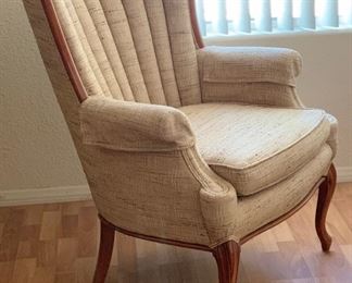 Vintage Channel Back Wood Framed Chair #1 36x29x32in HxWxD
