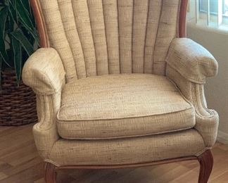 Vintage Channel Back Wood Framed Chair #1 36x29x32in HxWxD