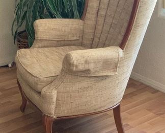 Vintage Channel Back Wood Framed Chair #1 36x29x32in HxWxD
