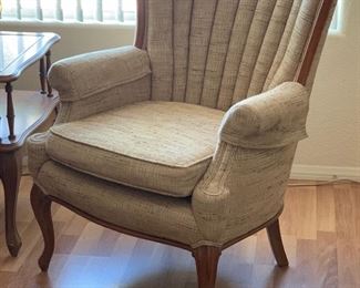 Vintage Channel Back Wood Framed Chair #2 36x29x32in HxWxD