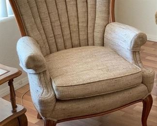 Vintage Channel Back Wood Framed Chair #2 36x29x32in HxWxD