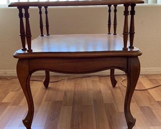 Vintage Walnut/Travertine Top End Table 23x22x22on HxWxD