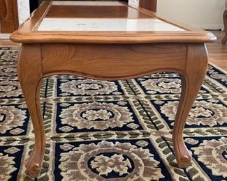 Vintage Walnut/Travertine Top Coffee Table 14x48x19in HxWxD