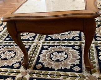 Vintage Walnut/Travertine Top Coffee Table 14x48x19in HxWxD