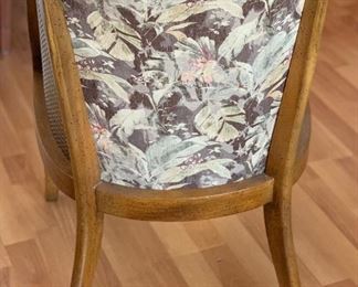 Vintage Walnut/Cane Barrel chair 33x22x25in HxWxD