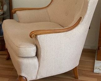 Vintage Upholstered Wood Accent Chair 31x29x31in HxWxD