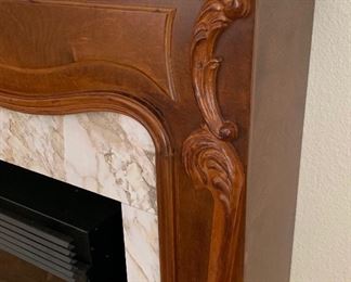 Hand Carved Faux Fireplace 47x61x14in HxWxD