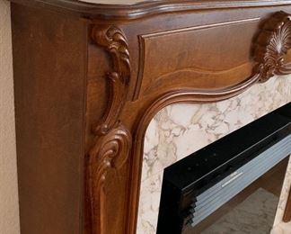 Hand Carved Faux Fireplace 47x61x14in HxWxD