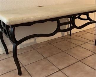 Small Iron & Faux Stone console table 16x36x18in
