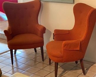 MCM Orange Wingback Chair #1 42x30x29in HxWxD
MCM Orange Wingback Chair #2 42x30x29in HxWxD