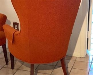 MCM Orange Wingback Chair #1 42x30x29in HxWxD