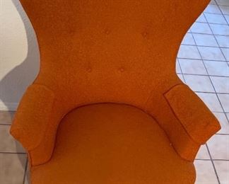 MCM Orange Wingback Chair #1 42x30x29in HxWxD