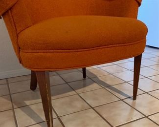 MCM Orange Wingback Chair #1 42x30x29in HxWxD