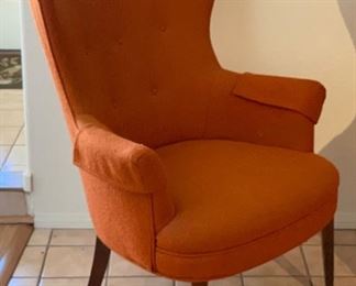 MCM Orange Wingback Chair #2 42x30x29in HxWxD