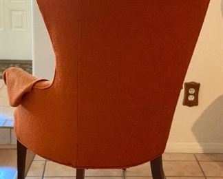 MCM Orange Wingback Chair #2 42x30x29in HxWxD