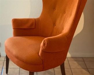 MCM Orange Wingback Chair #2 42x30x29in HxWxD