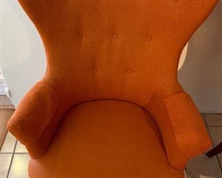 MCM Orange Wingback Chair #2 42x30x29in HxWxD