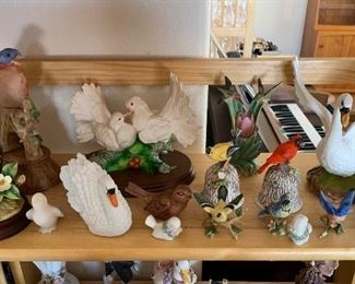 lots of ceramic/porcelain birds