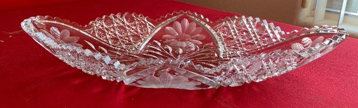 14in American Brilliant Cut Glass Relish Dish