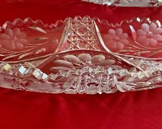 12in American Brilliant Cut Glass Relish Dish