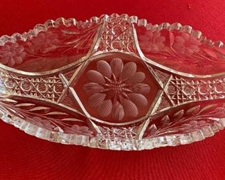 12in American Brilliant Cut Glass Relish Dish