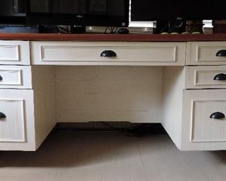 WHITE DESK WITH WOODEN TOP