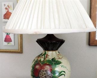 LAMP WITH FRUIT PAINTING ON BASE