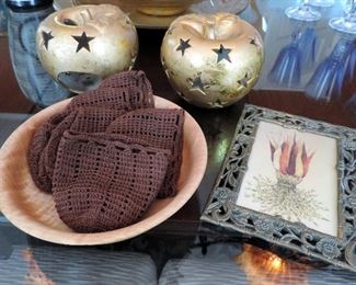 CANDLEHOLDERS, FRAME AND CROCHET