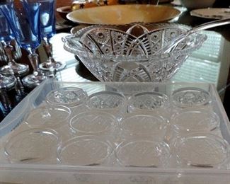 CRYSTAL PUNCH BOWL AND CUPS
