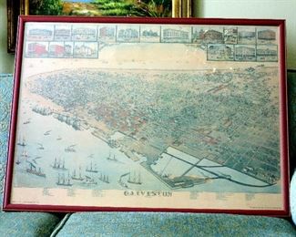GALVESTON FRAMED MAP