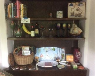 Books, bottles,glasses