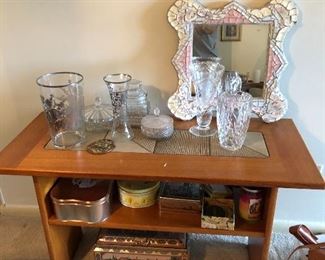 Tile inset sofa table console