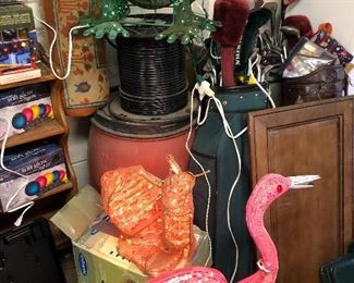 Mechanical frog, snail, and flamingo