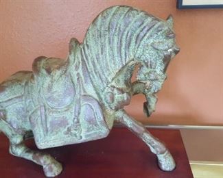 Generals Horse: Bronze mounted to wood base. 13" tall x 17"  wide.