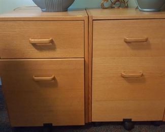 Part of office desk unit: Units pictures are 2 file cabinets 18" x 18" x 27". Also available: Credenza 72" x 20" x 27" high. Desk unit: 60" x 30" x 28" with glass protective top.  Side desk measures 50" x 20" x 27 " on casters.