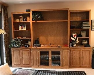 Beautiful hand made solid oak console and detachable bookcases.