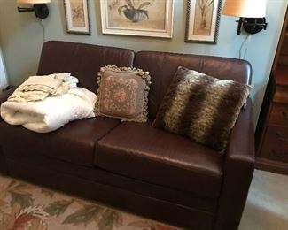 Leather pullout sofa