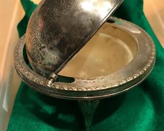 Vintage covered and footed silver plate butter