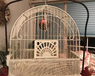 Vintage Crown birdcage and stand