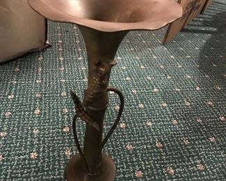 Art Deco brass trumpet vase