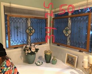 Custom made Fleur de Lis stained glass windows