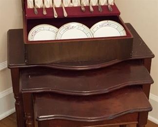 Stacking tables and flatware chest