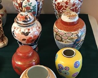 Imari vase and jars